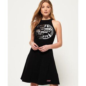 Superdry Black Sweat Skater Fit &‎ Flare Mini Dress 4 / XS